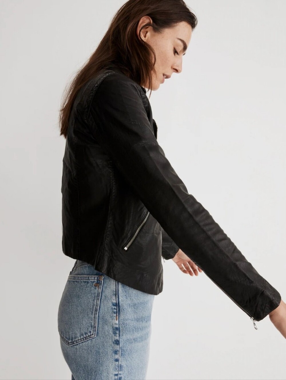 Madewell The Washed Leather Motorcycle Jacket Black XS - Picture 2 of 9